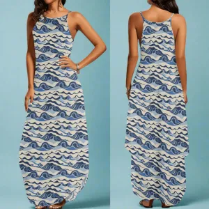 Abstract Wave Womens Elegant Sleeveless Evening Dress