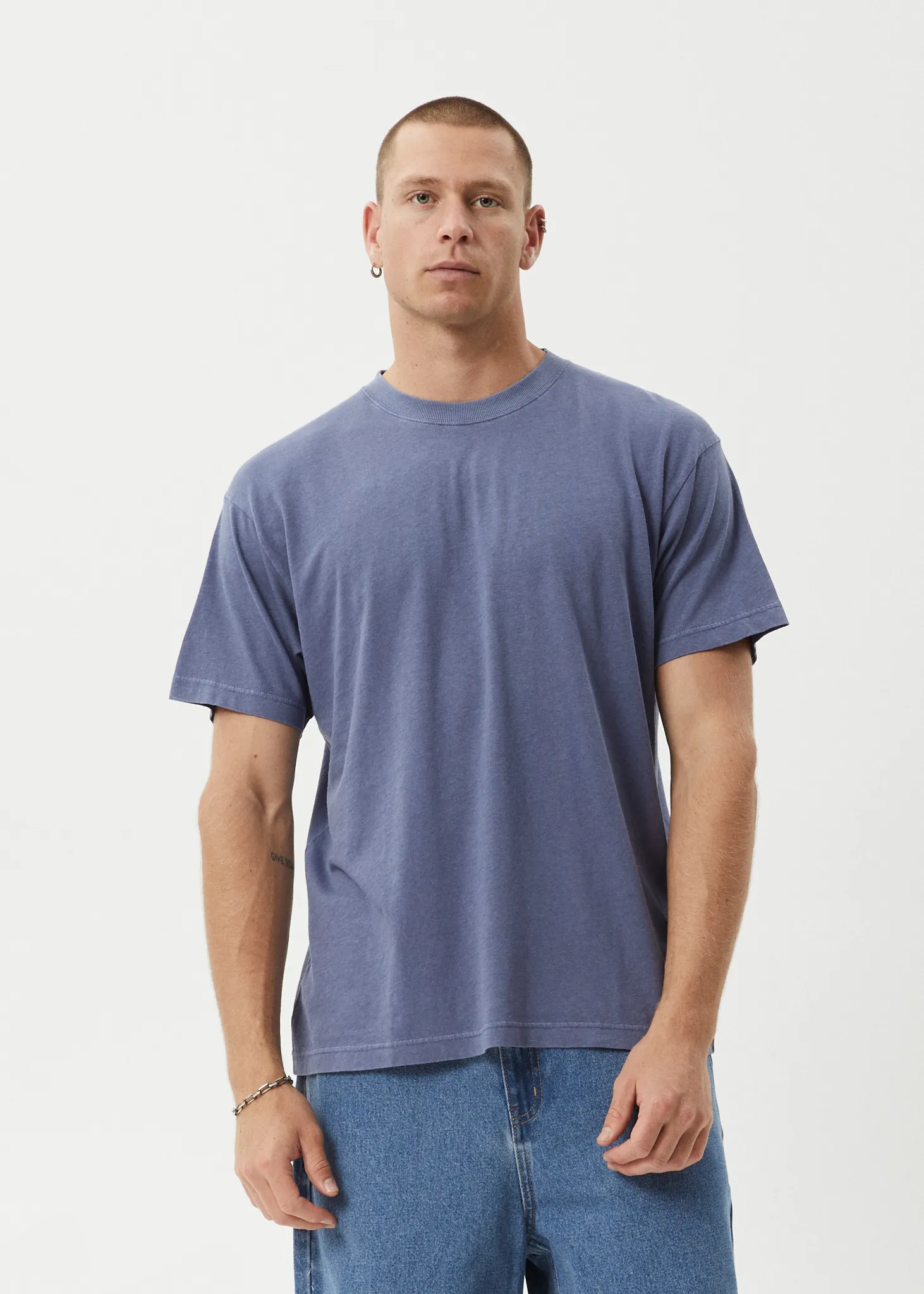 AFENDS Mens Foundation - Boxy Fit Tee - Washed Marlin