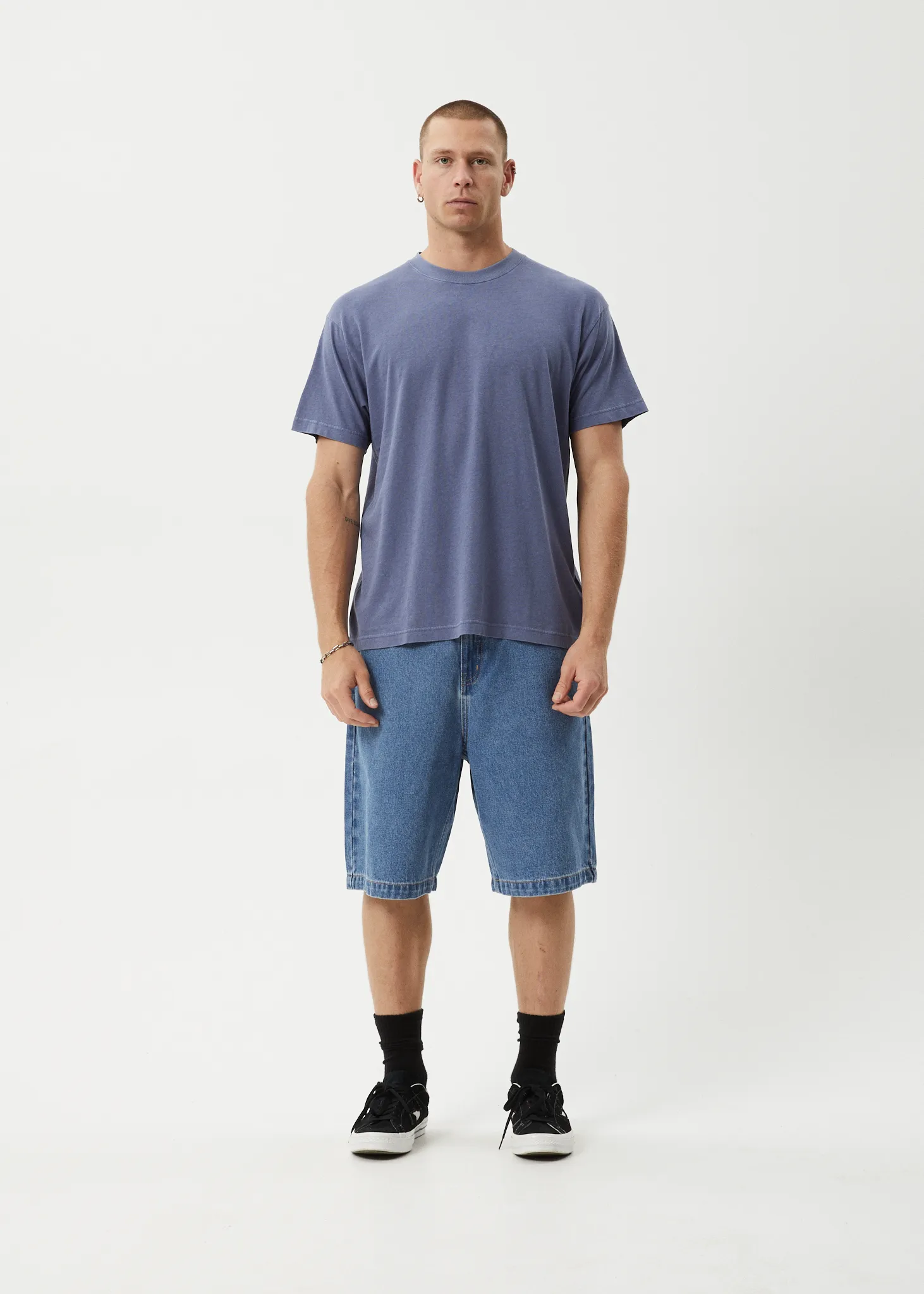 AFENDS Mens Foundation - Boxy Fit Tee - Washed Marlin