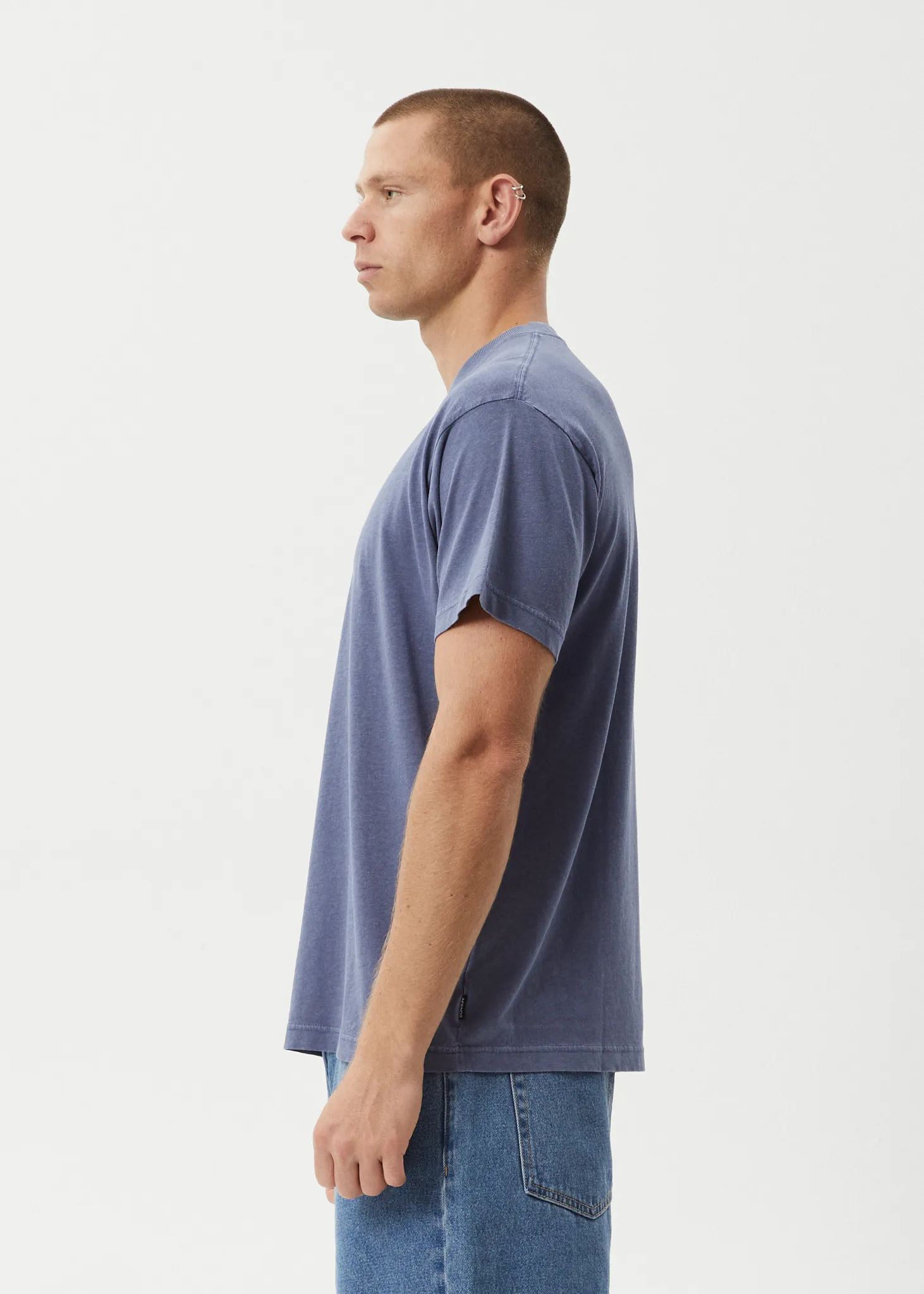 AFENDS Mens Foundation - Boxy Fit Tee - Washed Marlin