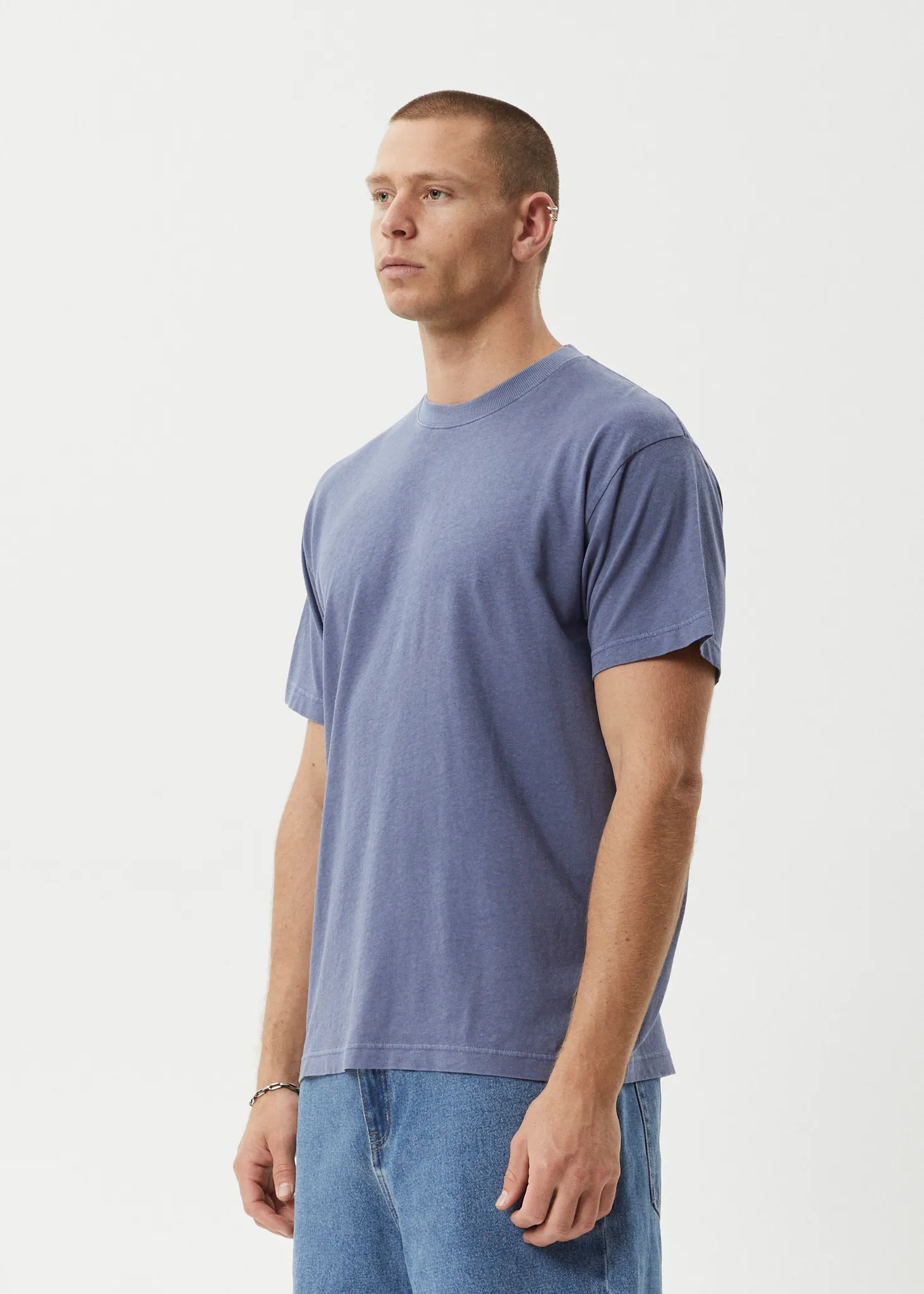 AFENDS Mens Foundation - Boxy Fit Tee - Washed Marlin
