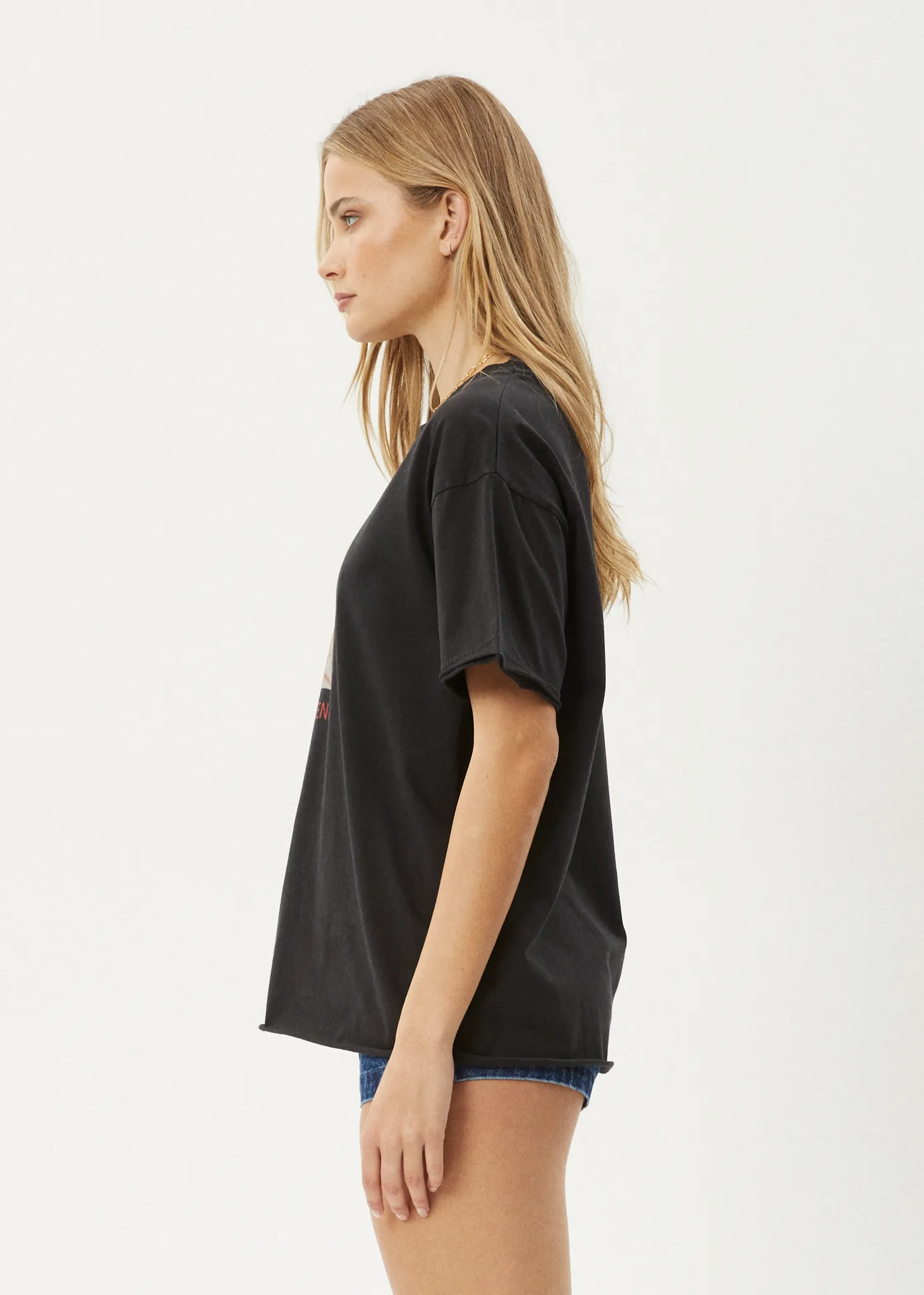 AFENDS Womens Dixie - Oversized Tee - Stone Black