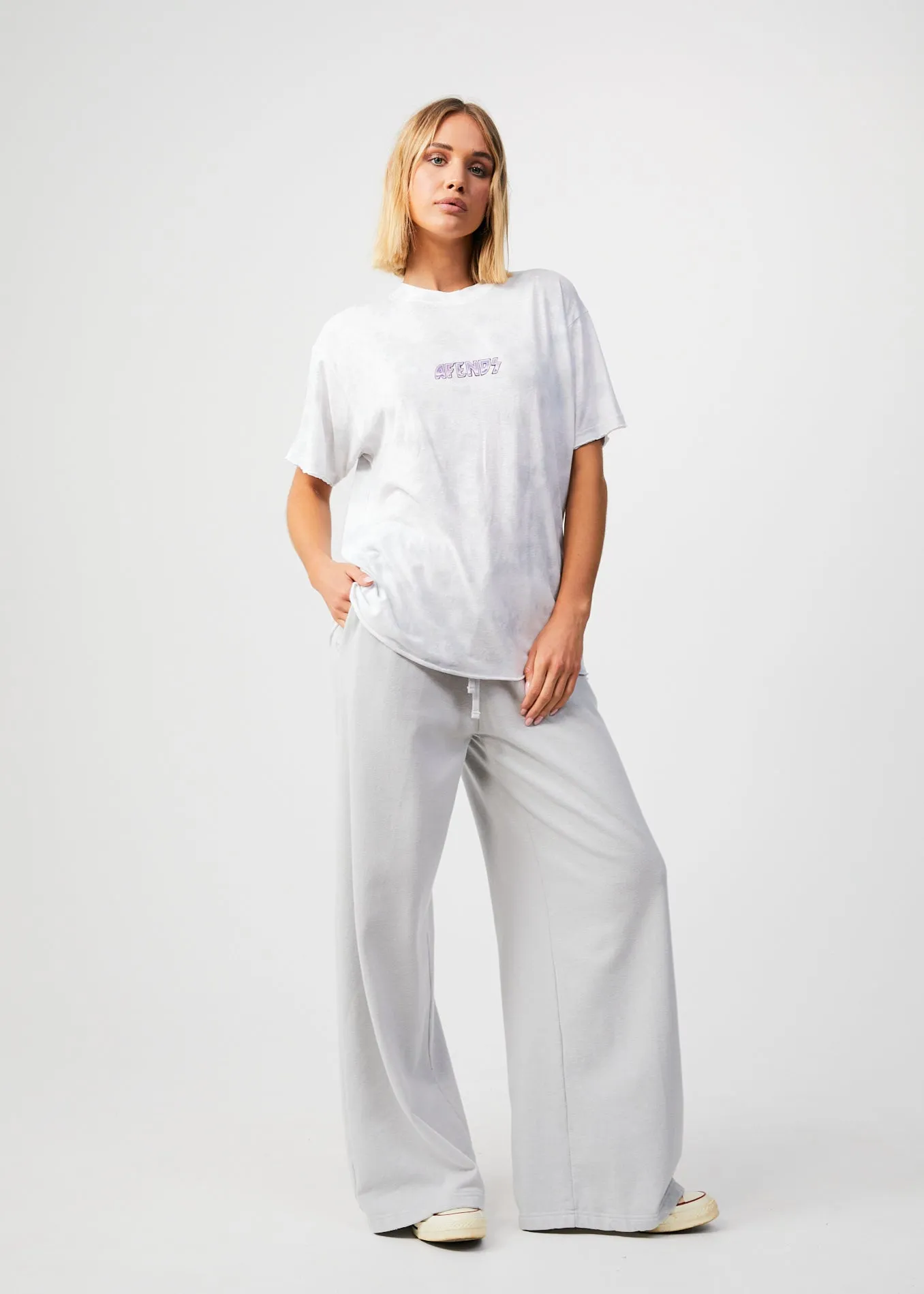 AFENDS Womens Pearla - Oversized T-Shirt - Smoke Wash