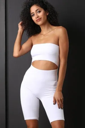 Biker Shorts Keyhole Midsection Strapless Romper