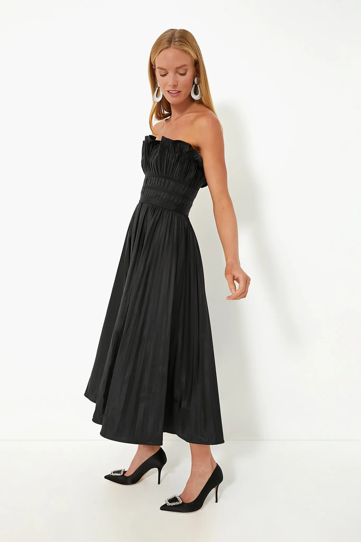 Black Pleated Maxi Dress