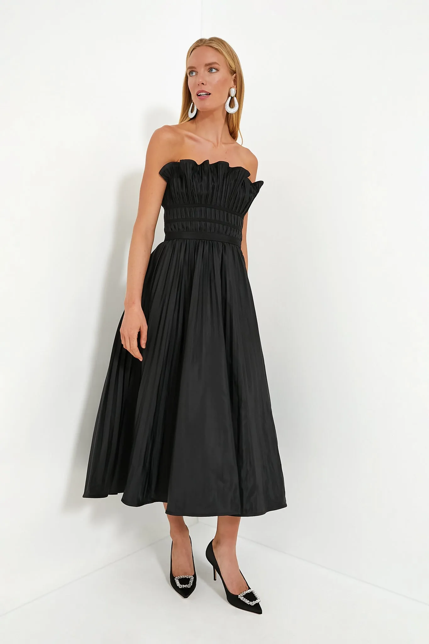 Black Pleated Maxi Dress