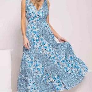 Blue Heaven Tiered Dress in Aqua
