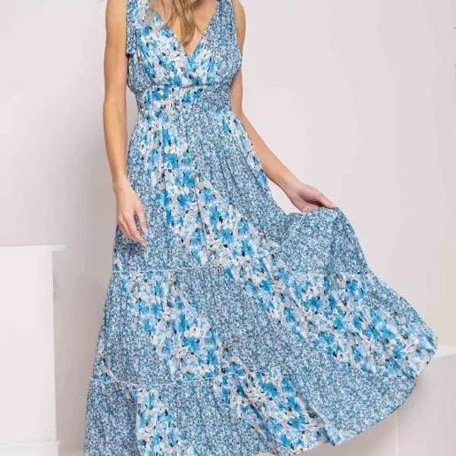 Blue Heaven Tiered Dress in Aqua