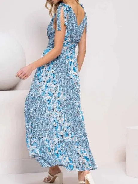 Blue Heaven Tiered Dress in Aqua
