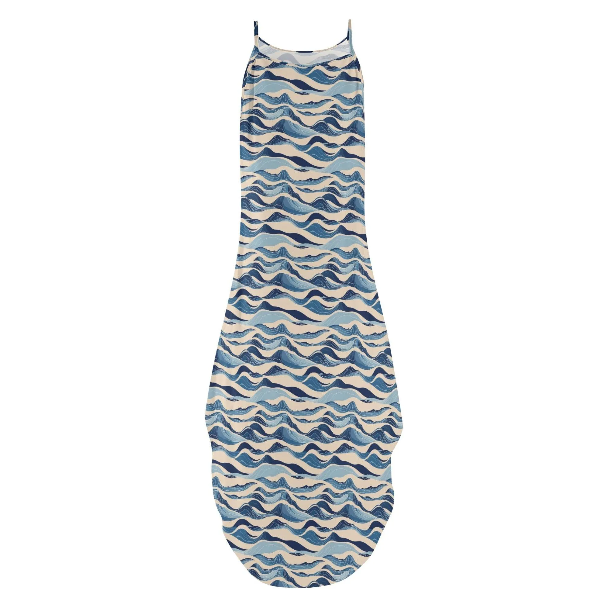 Blue Waves Womens Elegant Sleeveless Evening Dress
