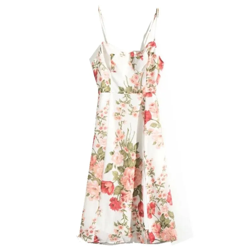 Boho Midi Dress, Strappy Sundress,  Ava Sweet White