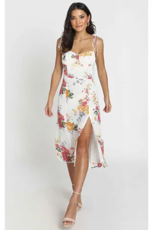 Boho Midi Dress, Strappy Sundress,  Ava Sweet White