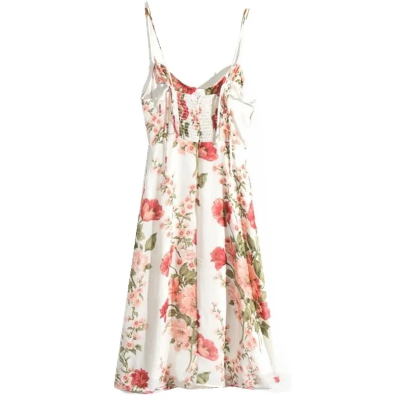 Boho Midi Dress, Strappy Sundress,  Ava Sweet White