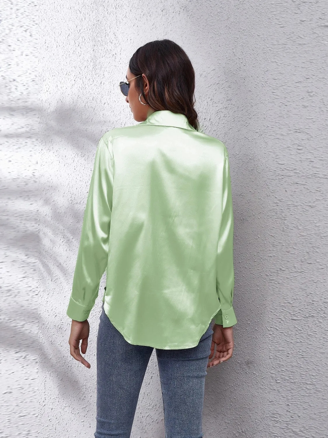 Button Up Classic Satin Shirt
