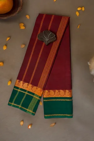 chettinad cotton saree - deep maroon & festive paisley