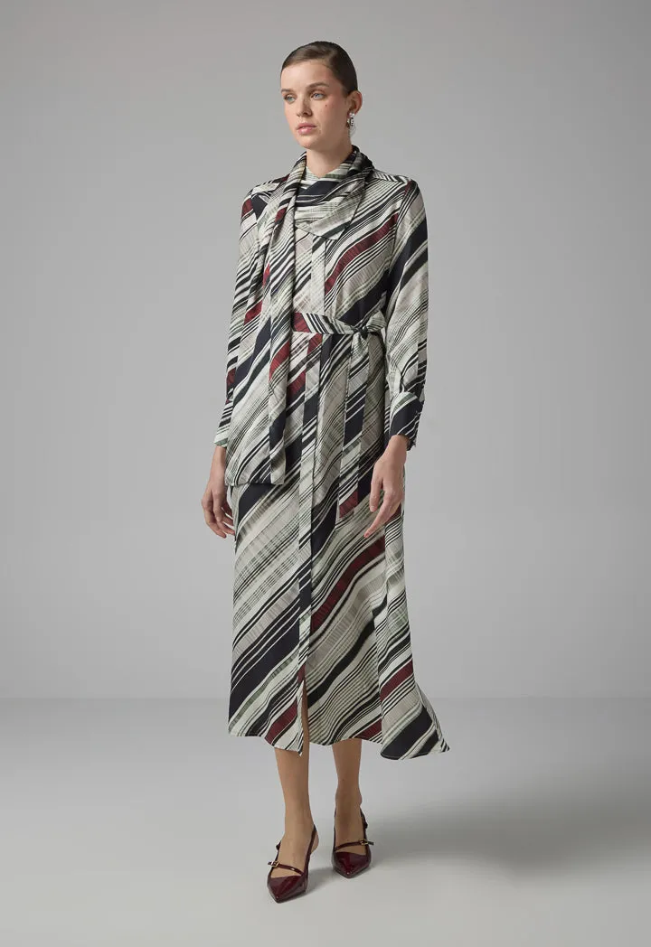 Choice Multicolor Dress With Detachable Scarf Multi Color