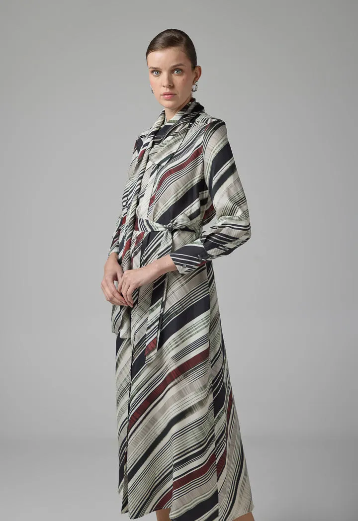 Choice Multicolor Dress With Detachable Scarf Multi Color