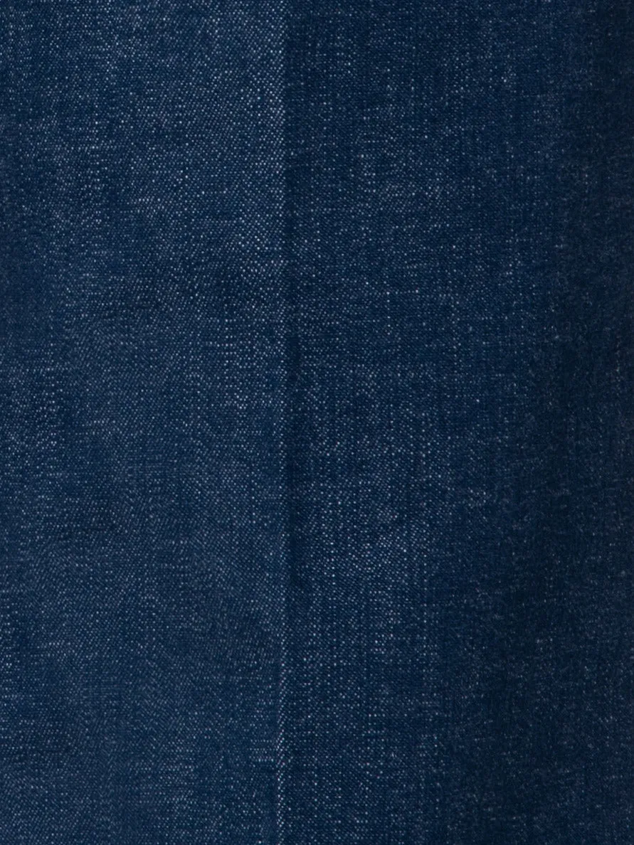 Cropped Straight Cotton Denim Stretch Pants