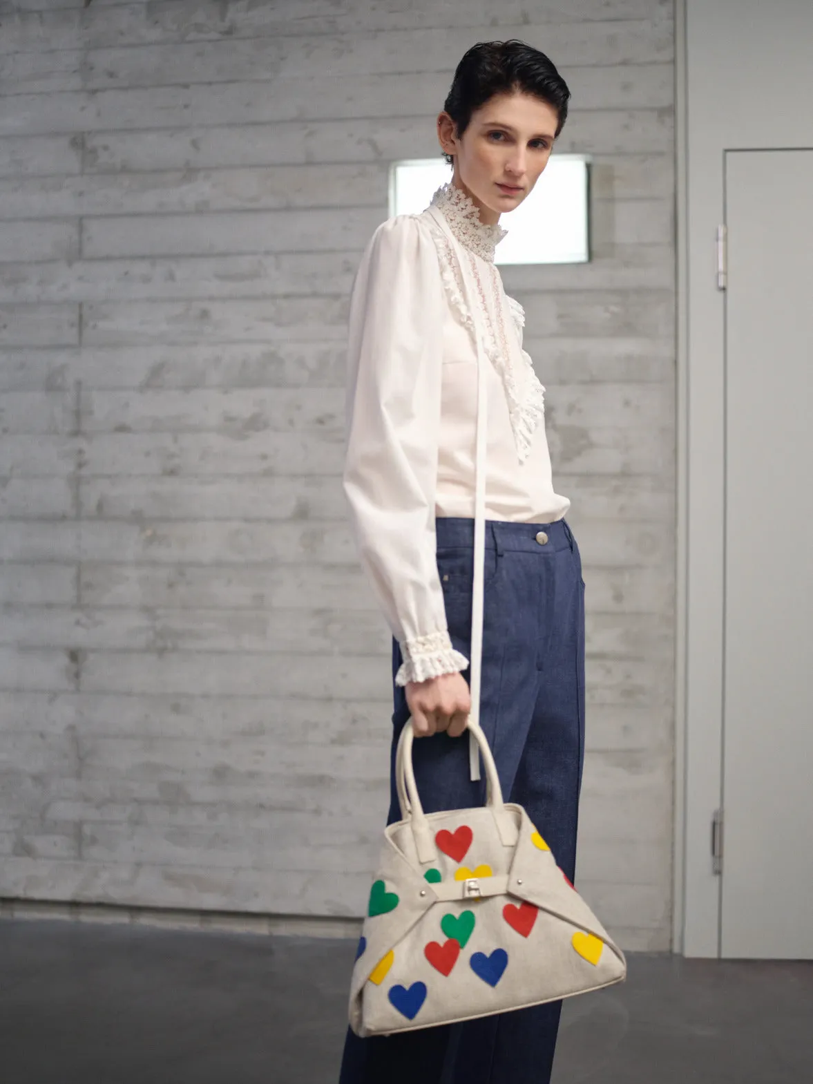 Cropped Straight Cotton Denim Stretch Pants