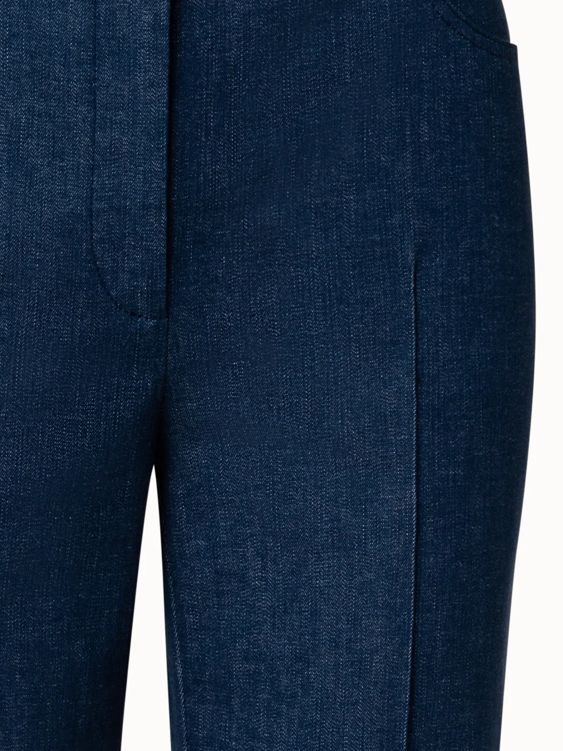 Cropped Straight Cotton Denim Stretch Pants