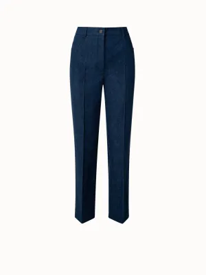 Cropped Straight Cotton Denim Stretch Pants