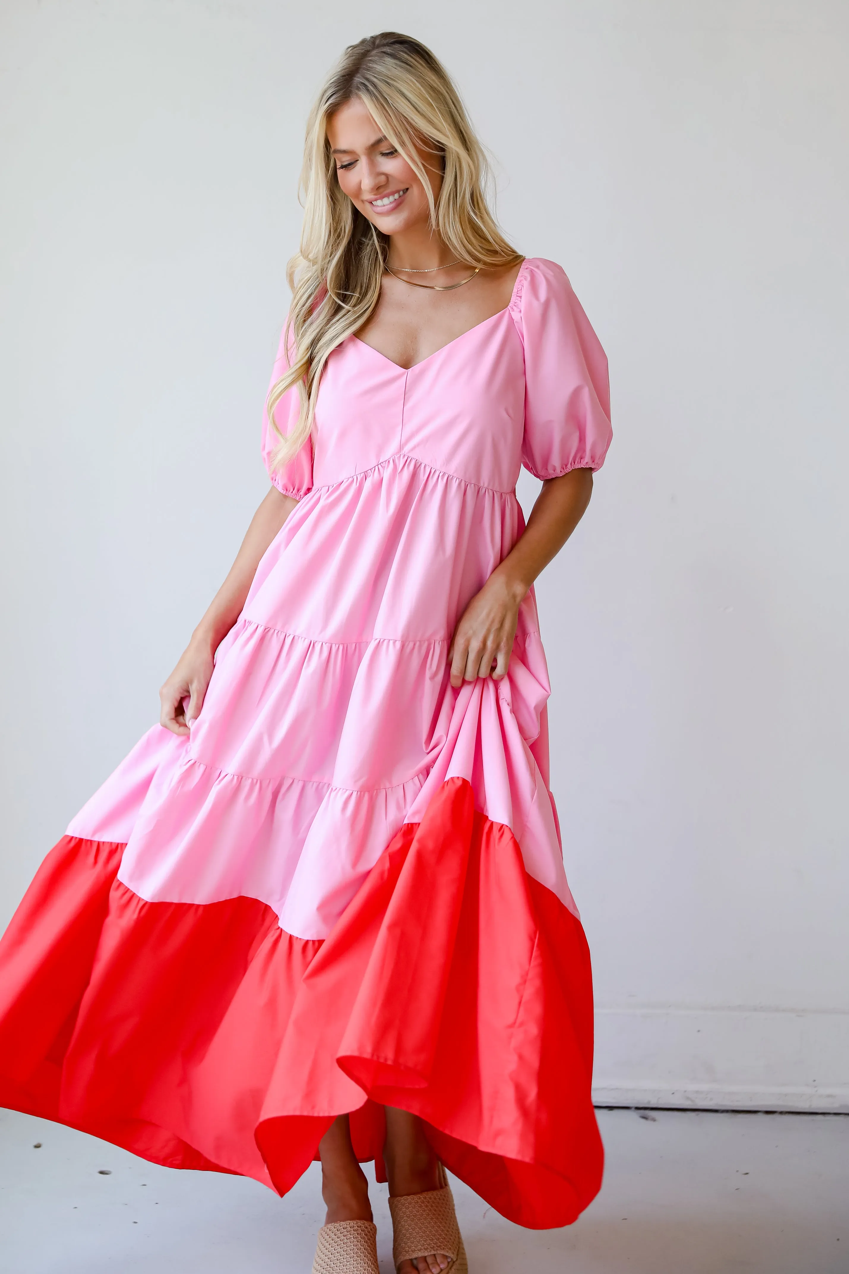 FINAL SALE - Pristine Presence Pink Tiered Maxi Dress