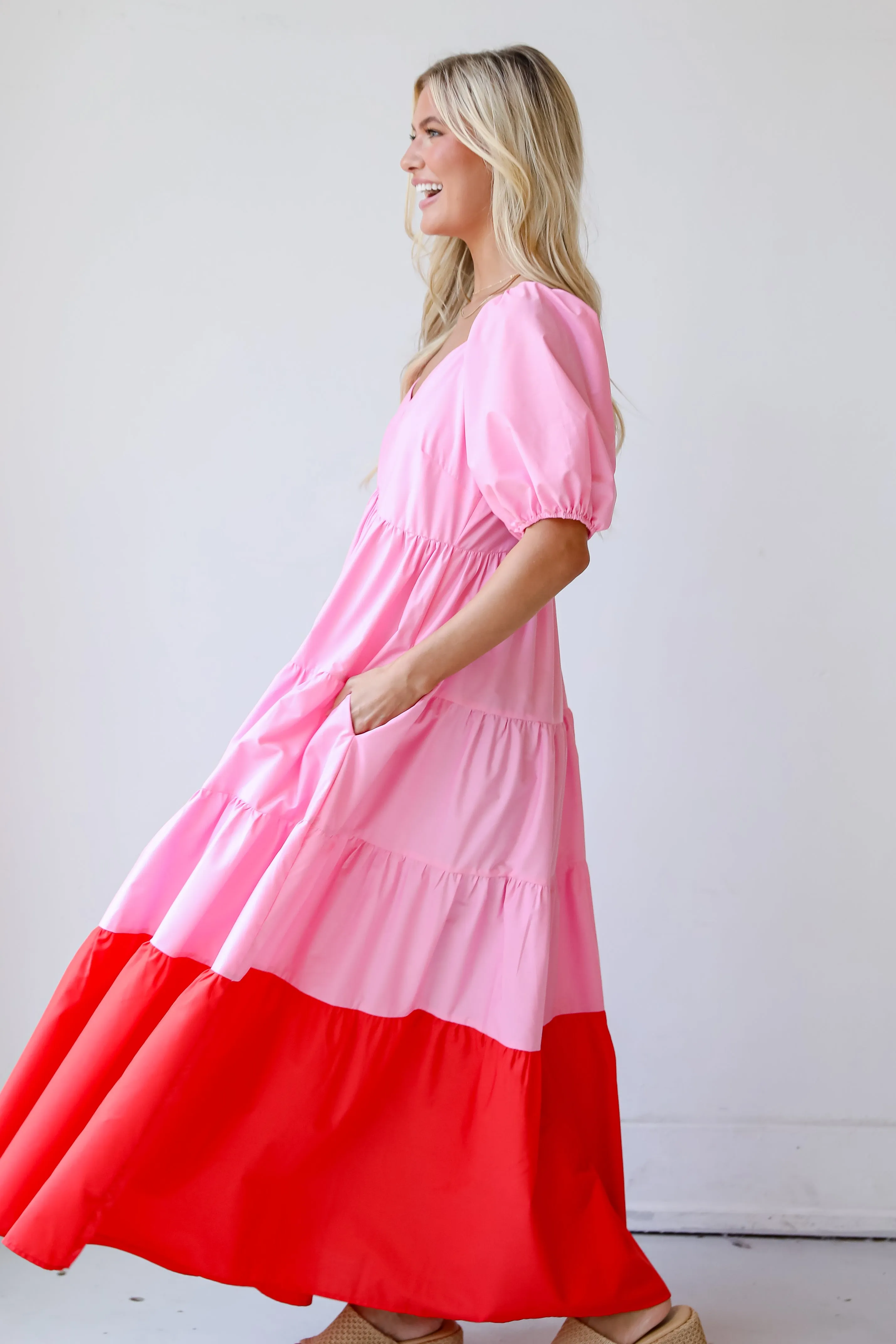 FINAL SALE - Pristine Presence Pink Tiered Maxi Dress
