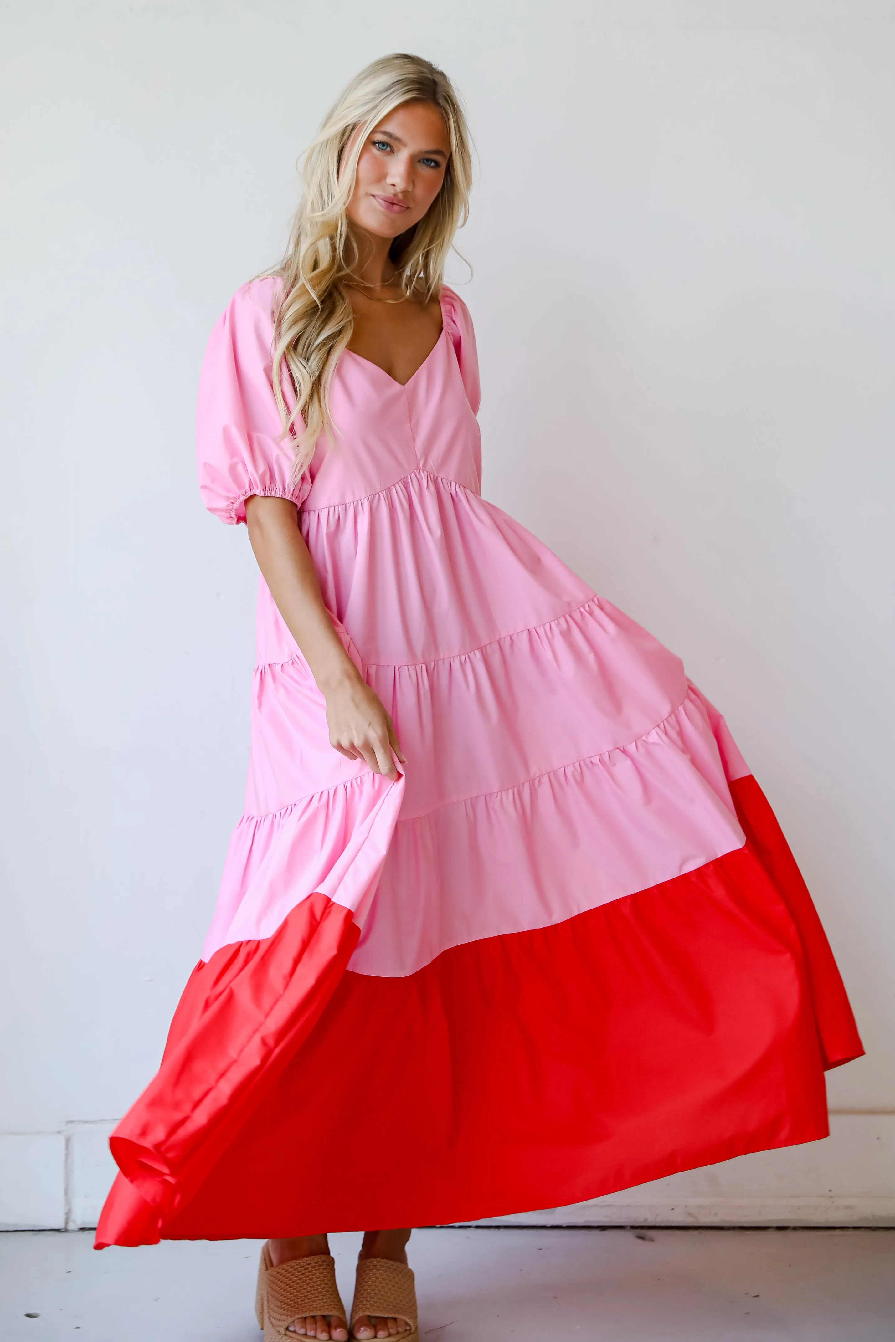 FINAL SALE - Pristine Presence Pink Tiered Maxi Dress