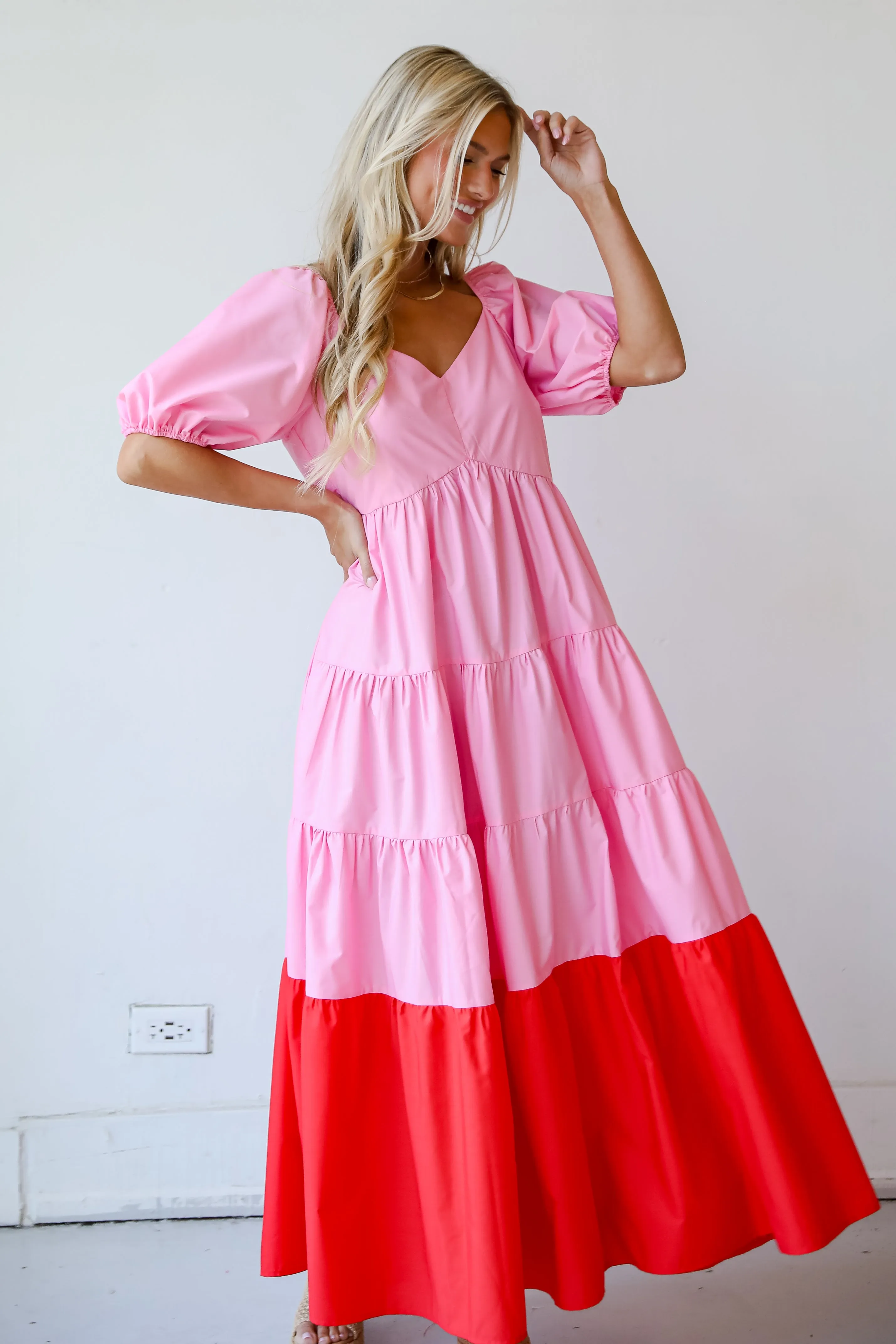 FINAL SALE - Pristine Presence Pink Tiered Maxi Dress