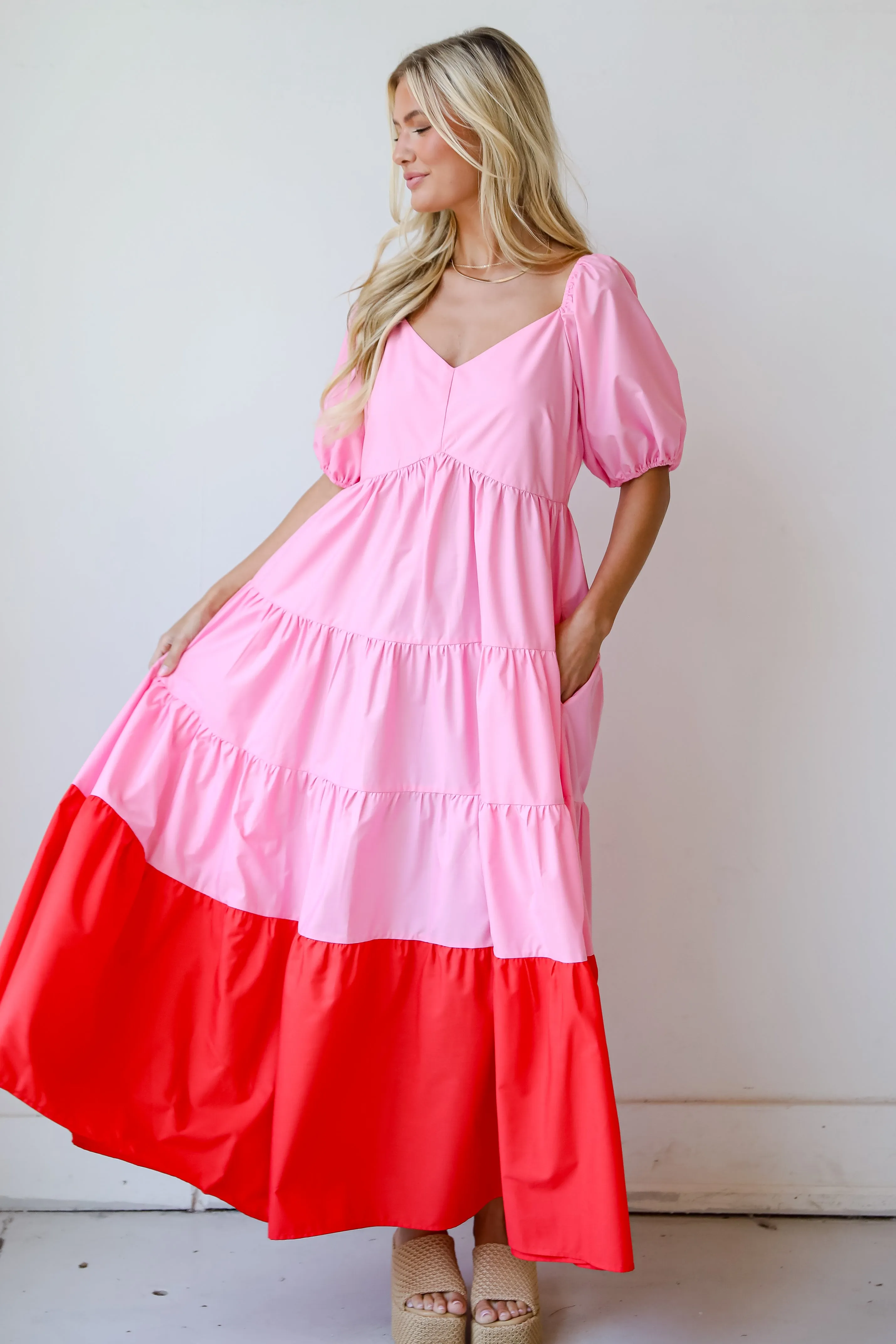 FINAL SALE - Pristine Presence Pink Tiered Maxi Dress
