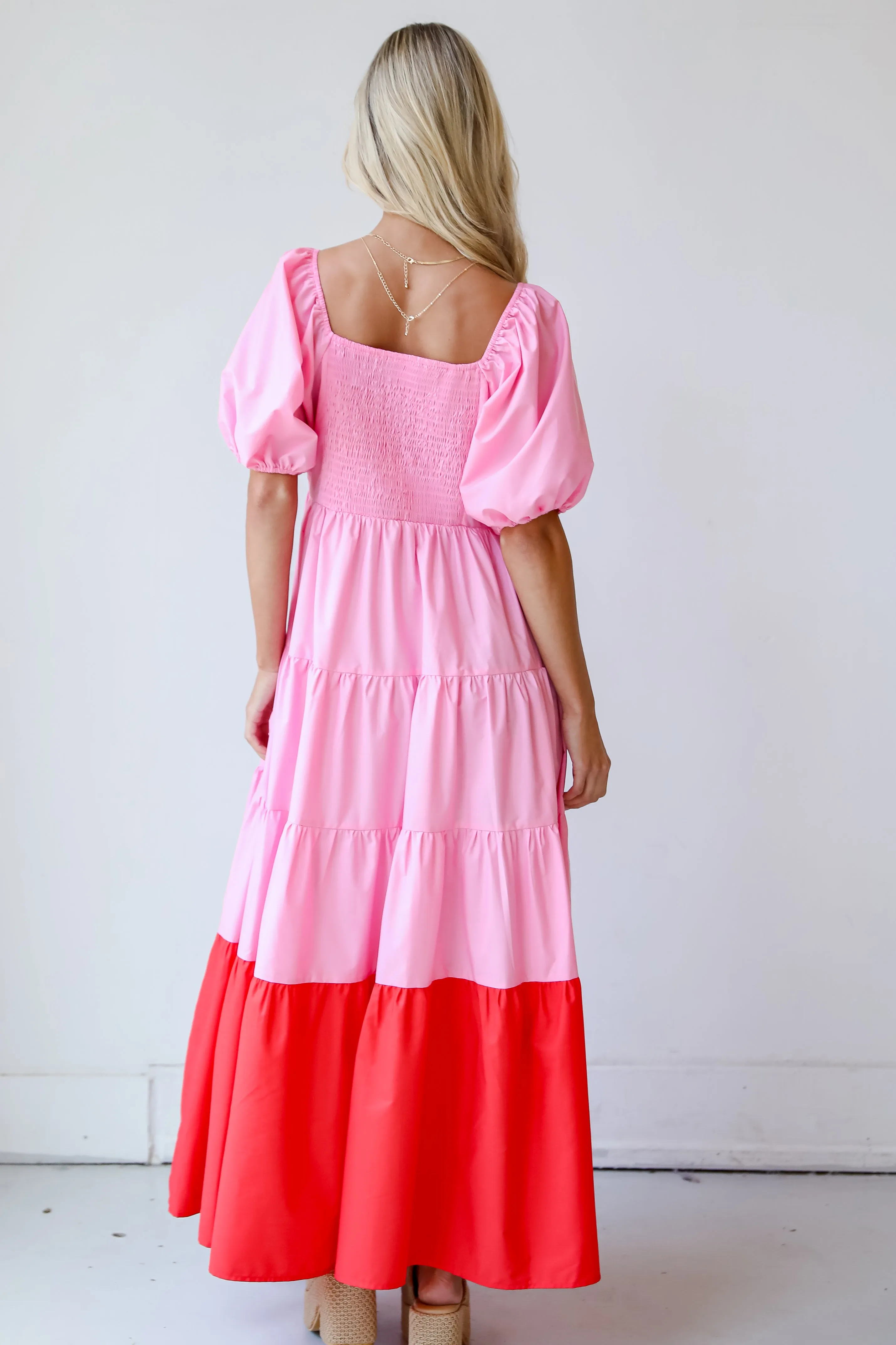 FINAL SALE - Pristine Presence Pink Tiered Maxi Dress