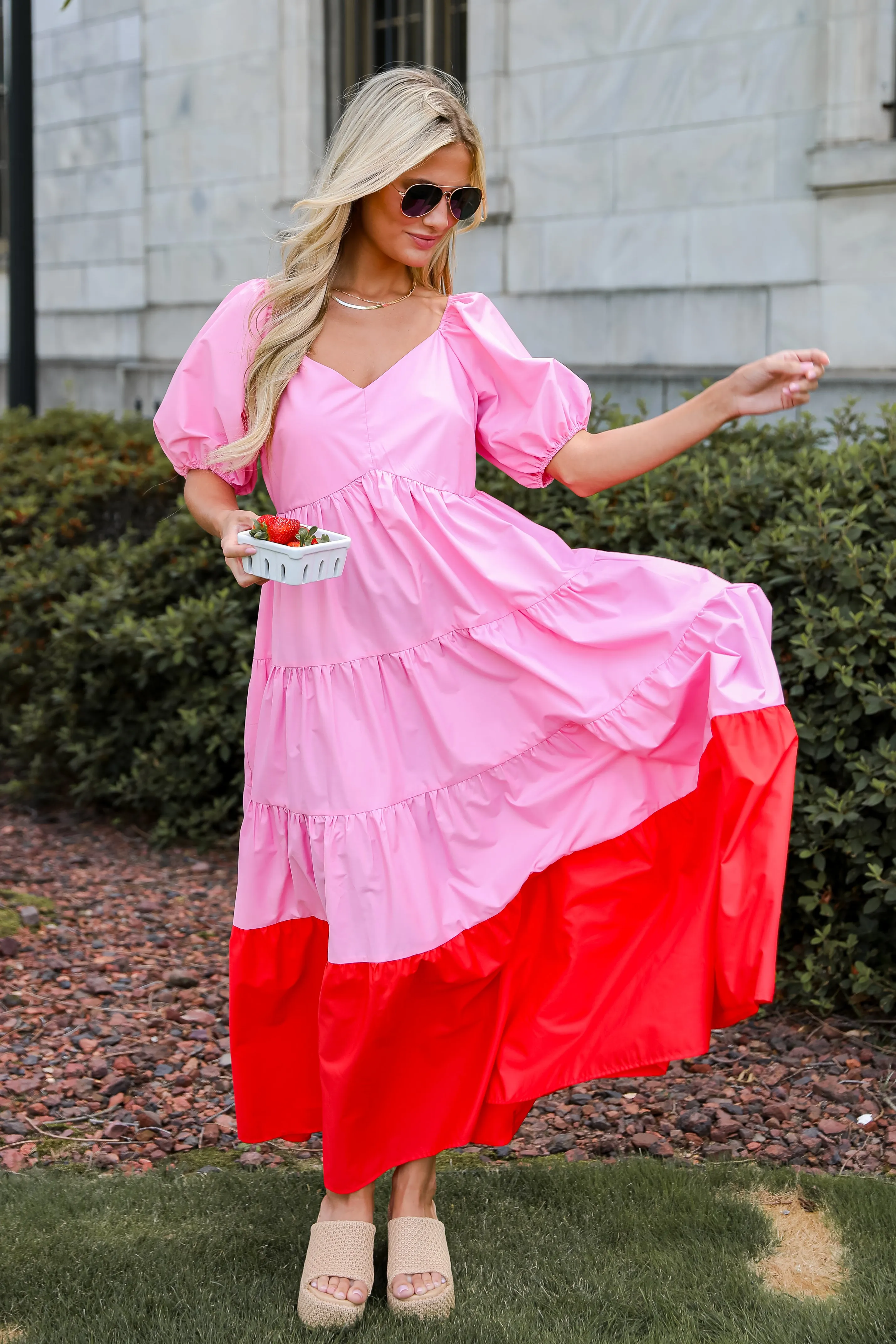 FINAL SALE - Pristine Presence Pink Tiered Maxi Dress