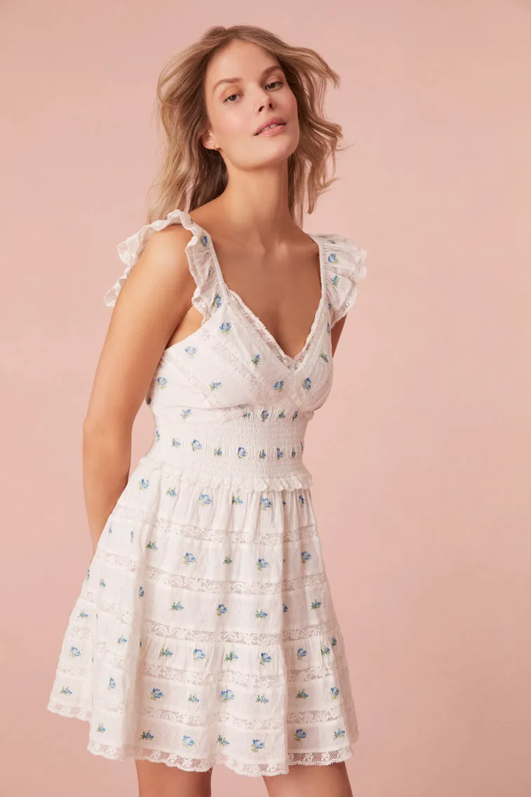 Finny Cotton Ikat Floral Mini Dress
