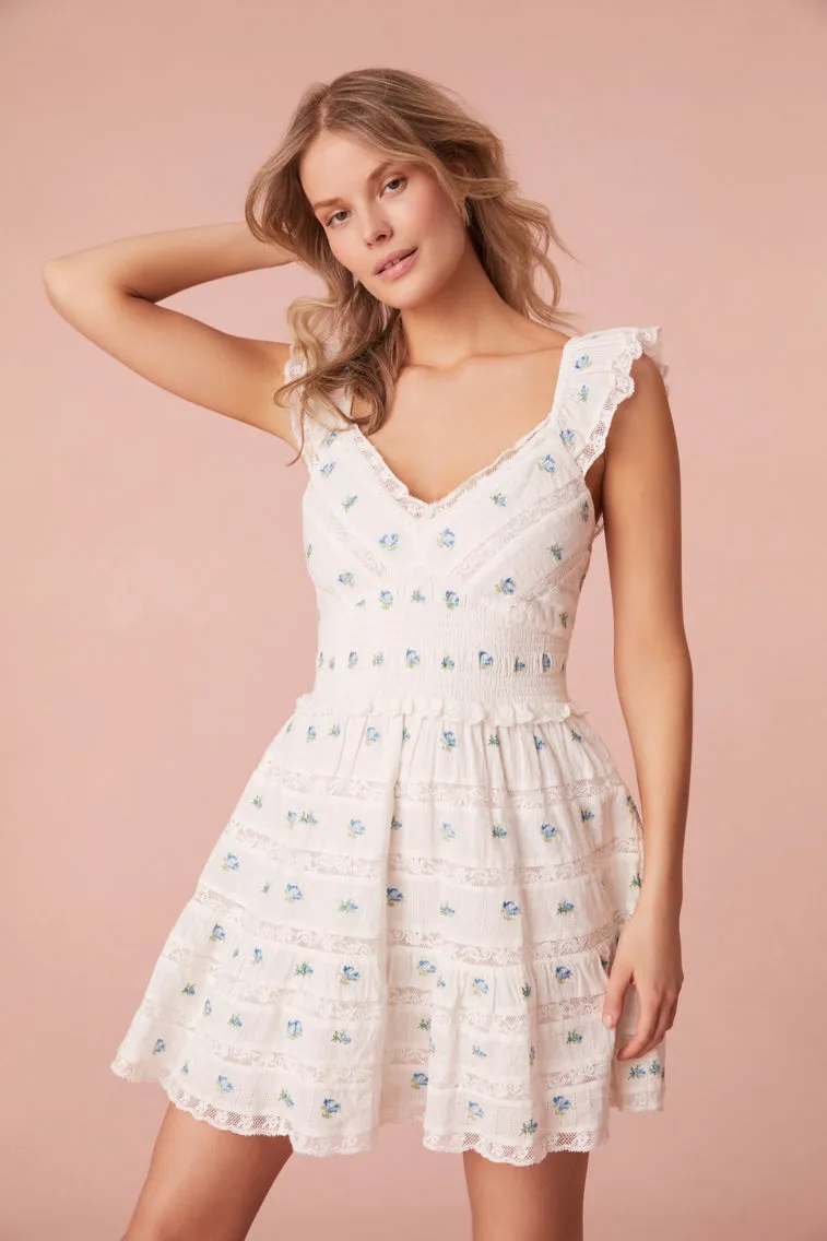 Finny Cotton Ikat Floral Mini Dress