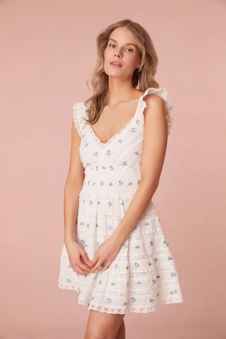 Finny Cotton Ikat Floral Mini Dress