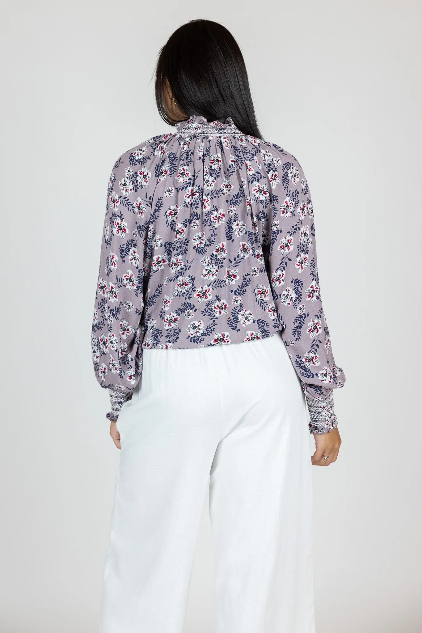 Floral Drawstring Bottom Blouse