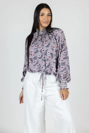 Floral Drawstring Bottom Blouse