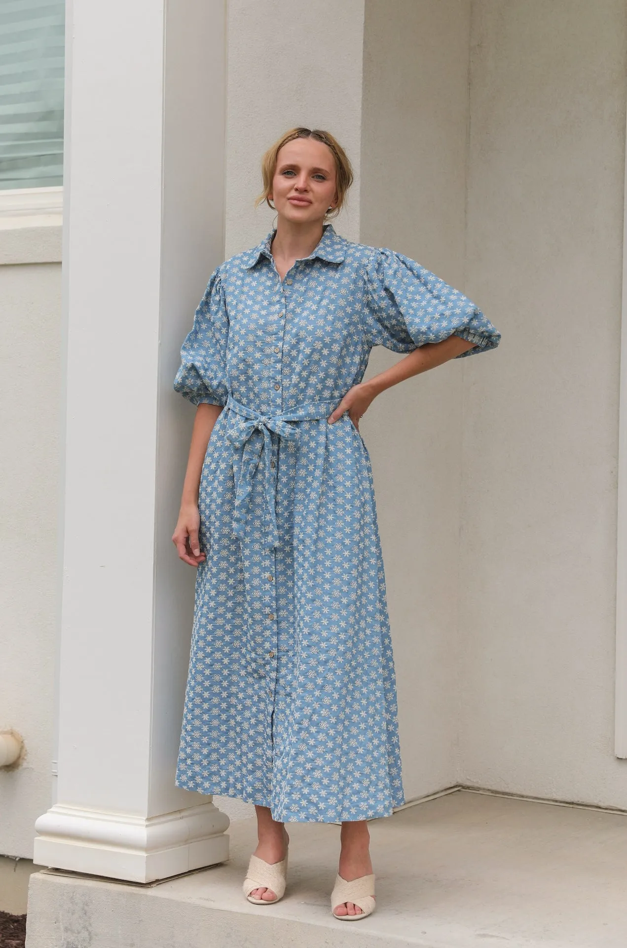 Floral Embroidered Midi Dress