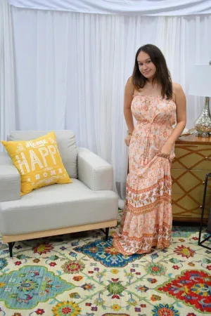Floral Maxi Dress With Tiered Border