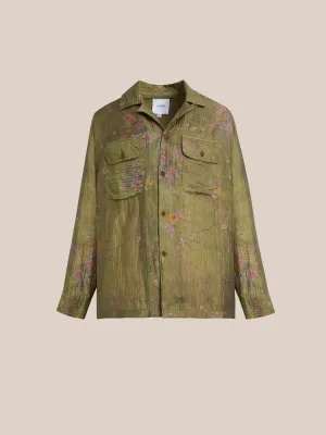 Floral Moss LS Camp Shirt