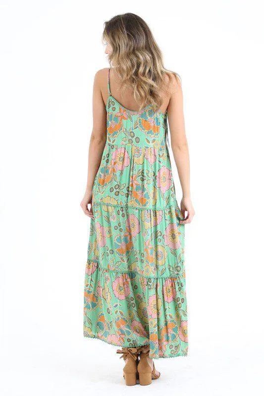 Floral Print Tier Maxi Dress