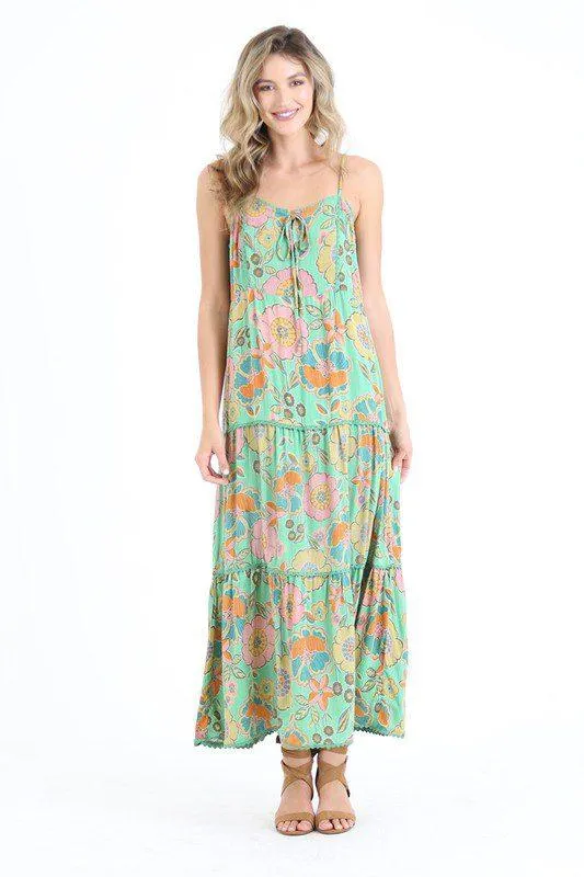 Floral Print Tier Maxi Dress