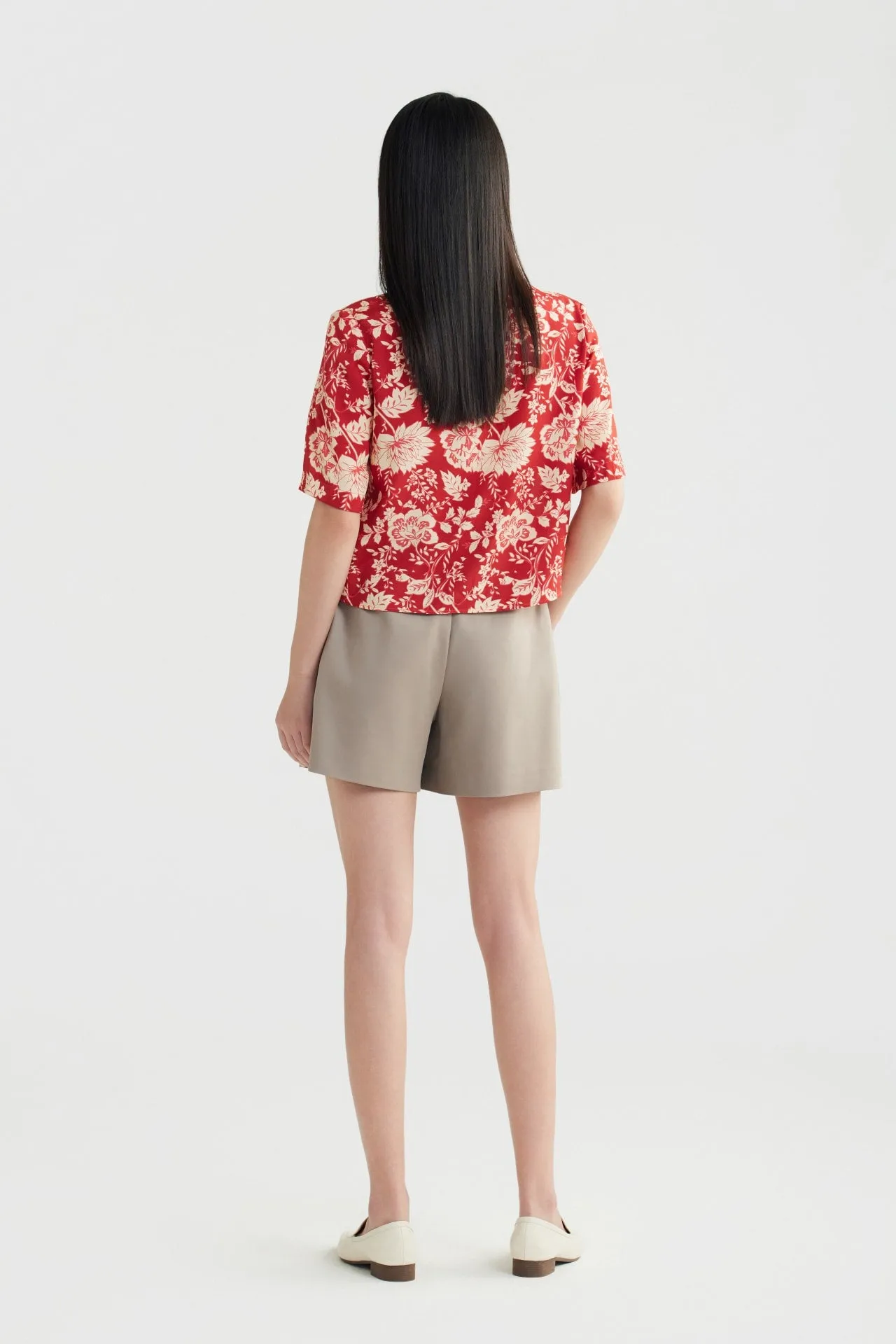 Floral Printed Shirt Collar 
Blouse
