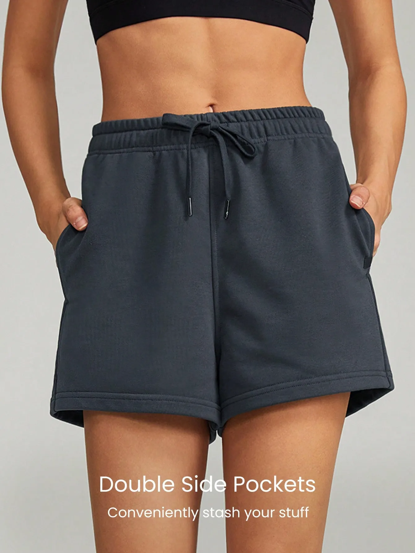 Foldable High-Waist Drawstring Shorts Pocket Daily Casual