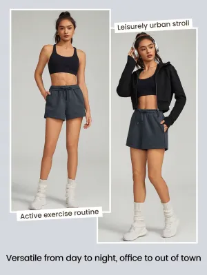 Foldable High-Waist Drawstring Shorts Pocket Daily Casual