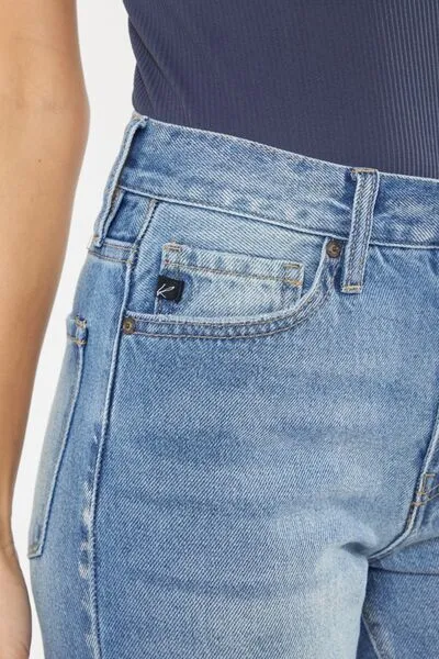Hazel Blues® |  Kancan High Waist Chewed Up Straight Mom Jeans