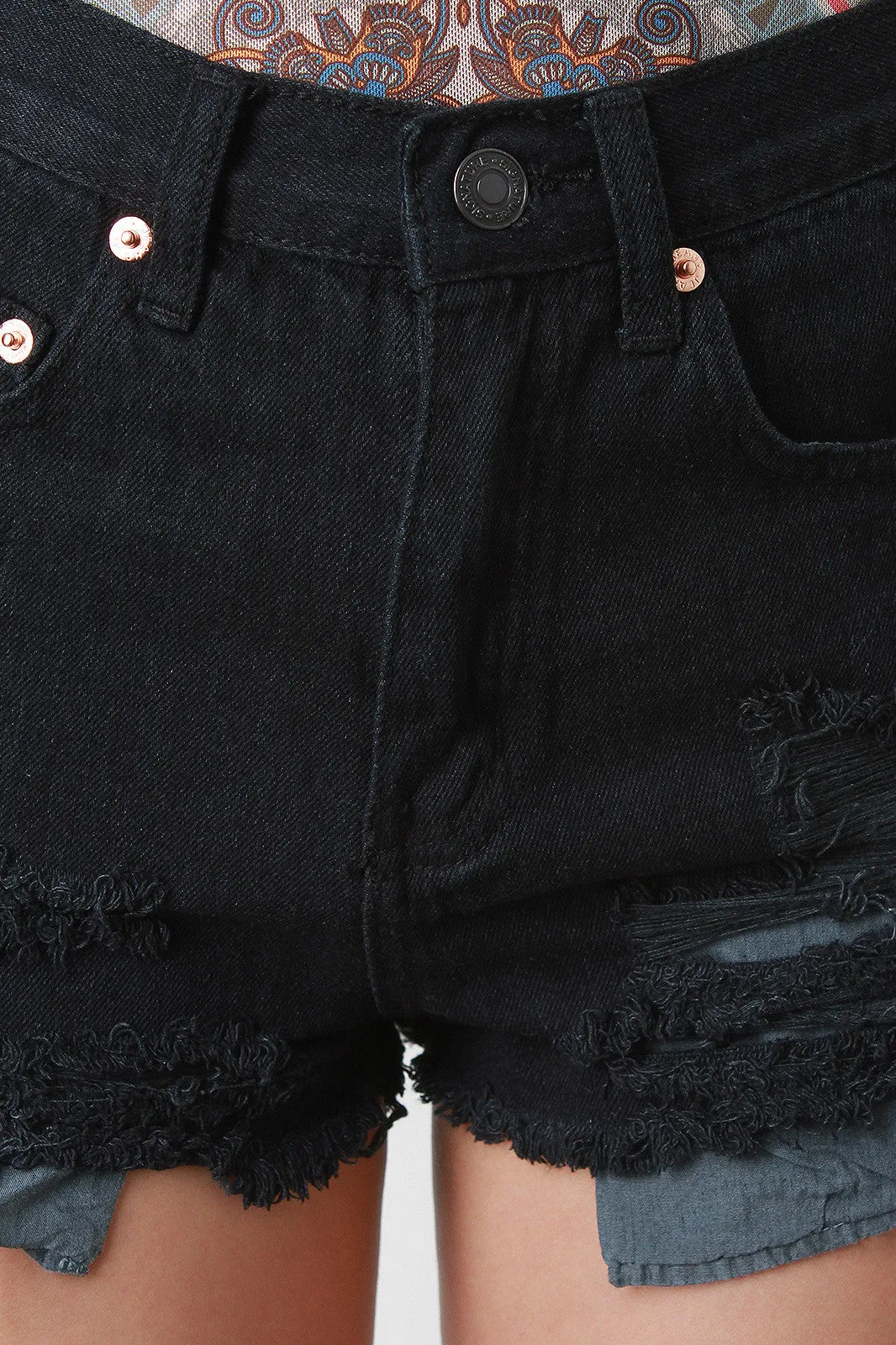 High Waisted Distress Denim Shorts