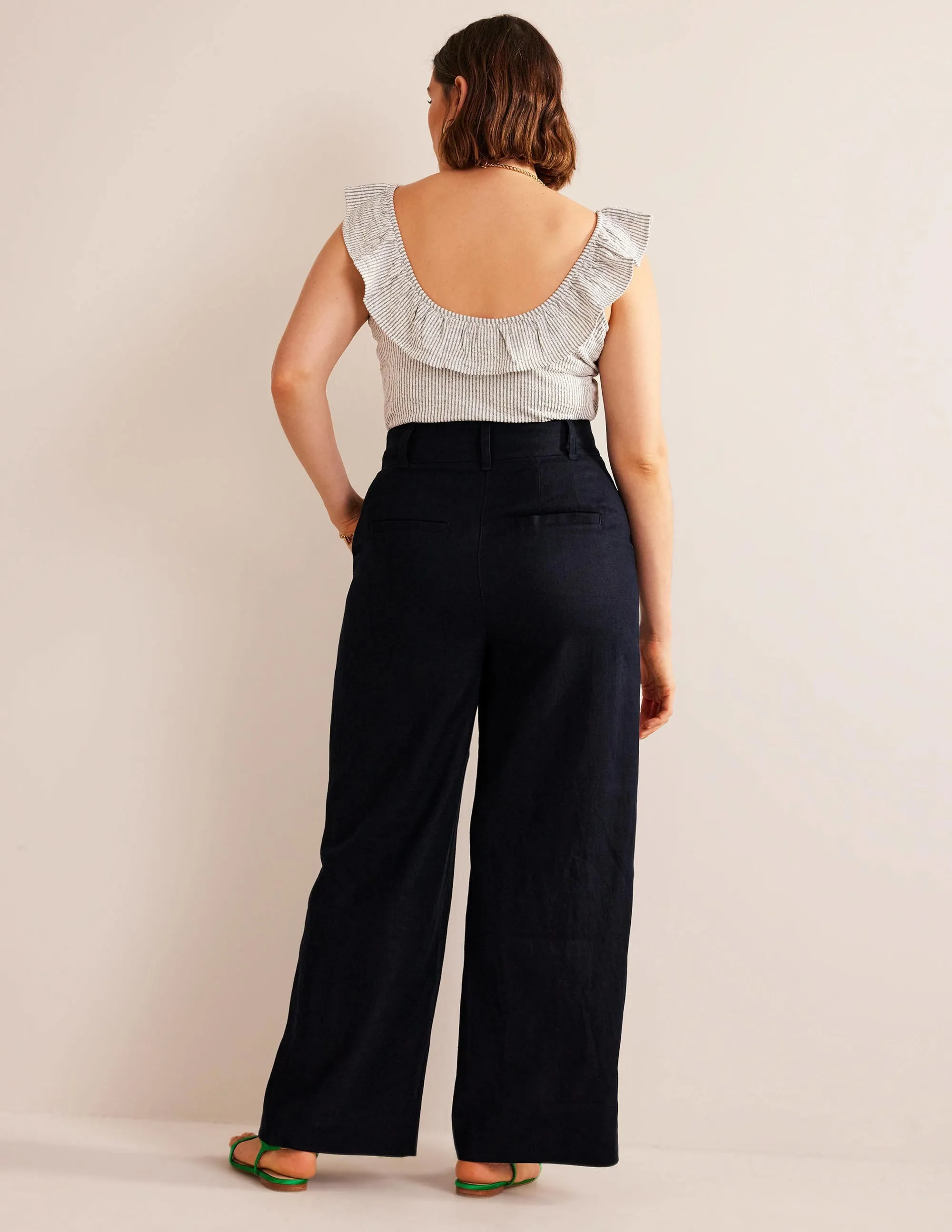 Highbury Linen Trousers-Navy