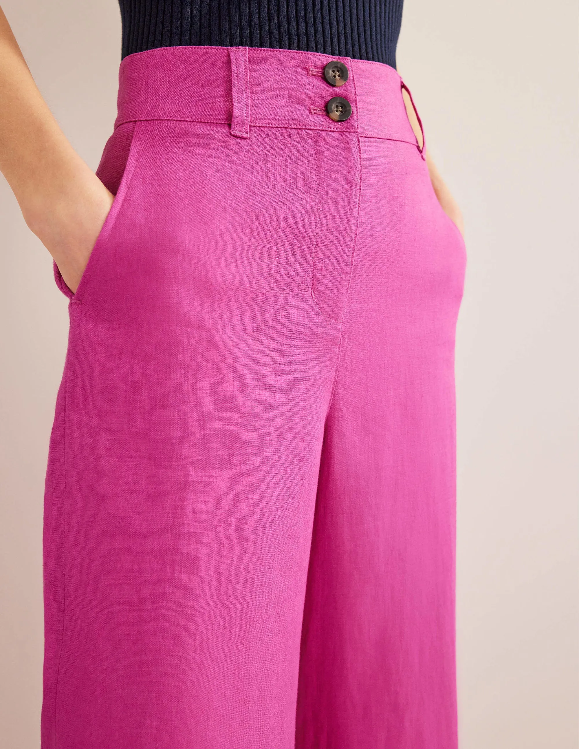 Highbury Linen Trousers-Rose Violet