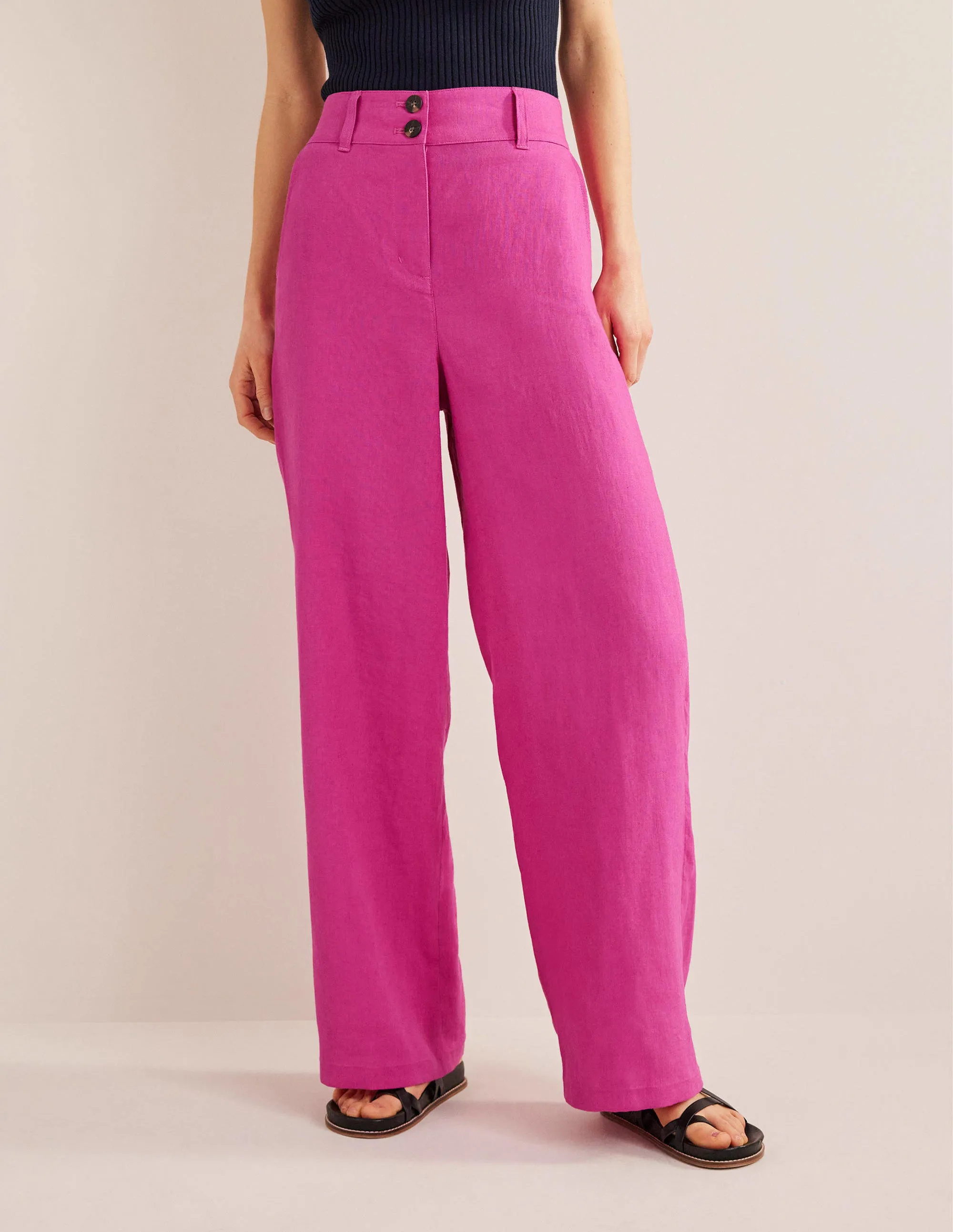 Highbury Linen Trousers-Rose Violet
